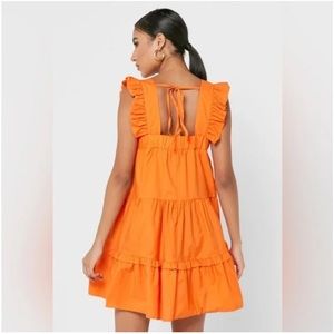Topshop Orange Ruffle Babydoll Dress